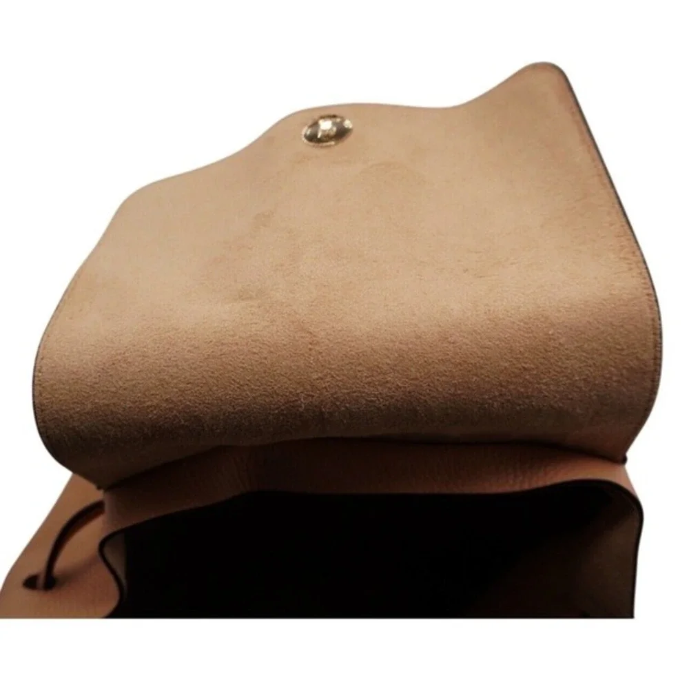 Michael Kors Pebbled Leather Drawstring Backpack Tan Beige MK Logo M‎ Chic 36